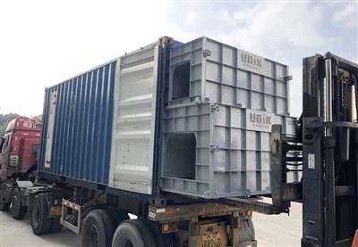Shipping containers with paver moulds ready for export Shipping containers with paver moulds ready for export